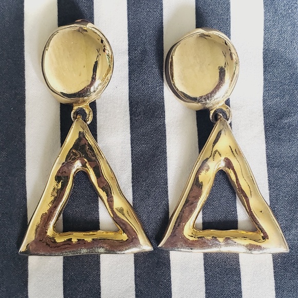 Vintage Jewelry Vintage Gold Triangle Earrings Poshmark